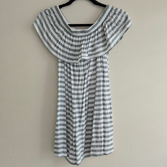 Forever 21 Dresses & Skirts - F21 Mint & White Striped Bardot Flounce Summer Mini Dress
